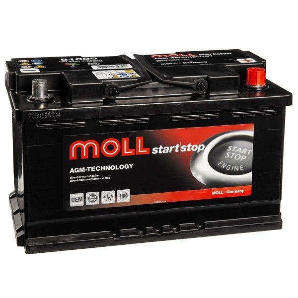 Moll AGM 80070 70А/ч-12V ст EN700 обратная 278x175x190